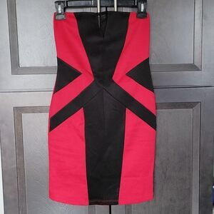 Y2K Strapless Red Bodycon Dress
